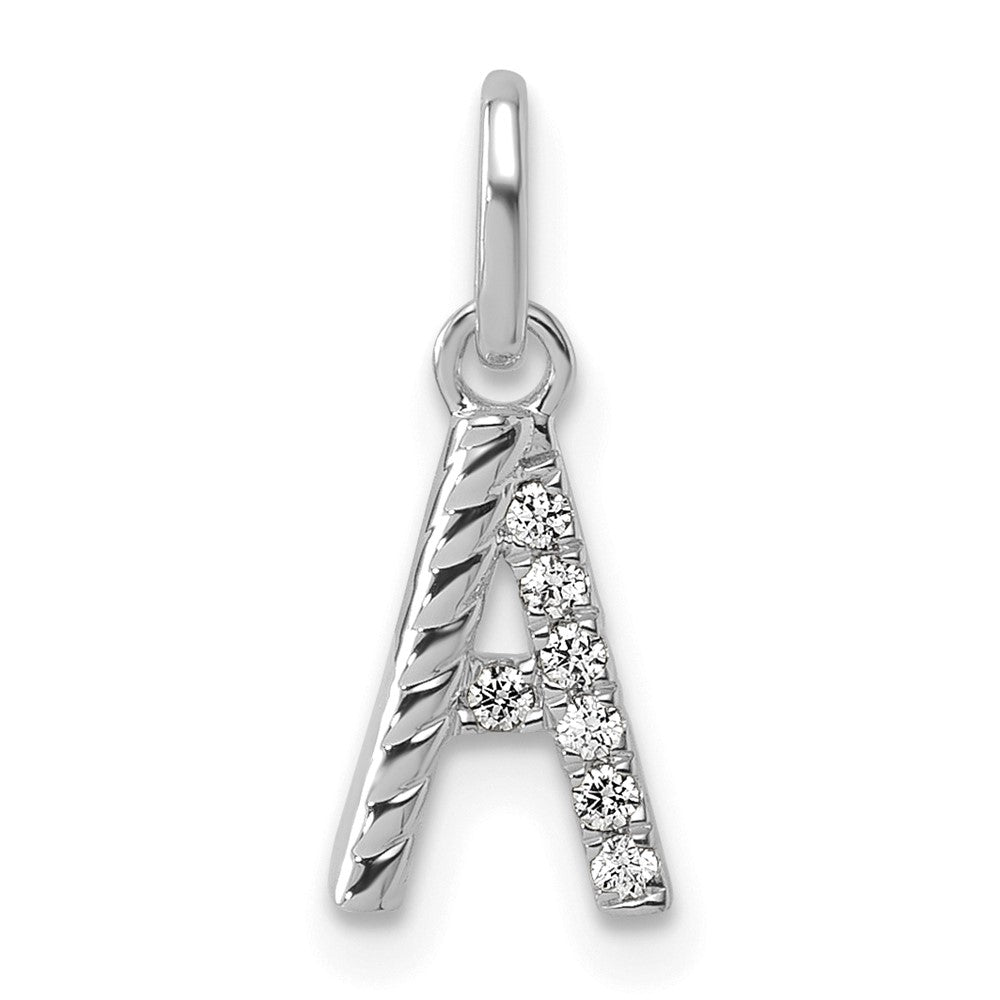 14K White Gold Twisted with .05 Ct. Diamond Initial Charm