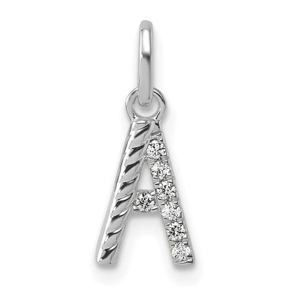 14K White Gold Twisted with .05 Ct. Diamond Initial Charm