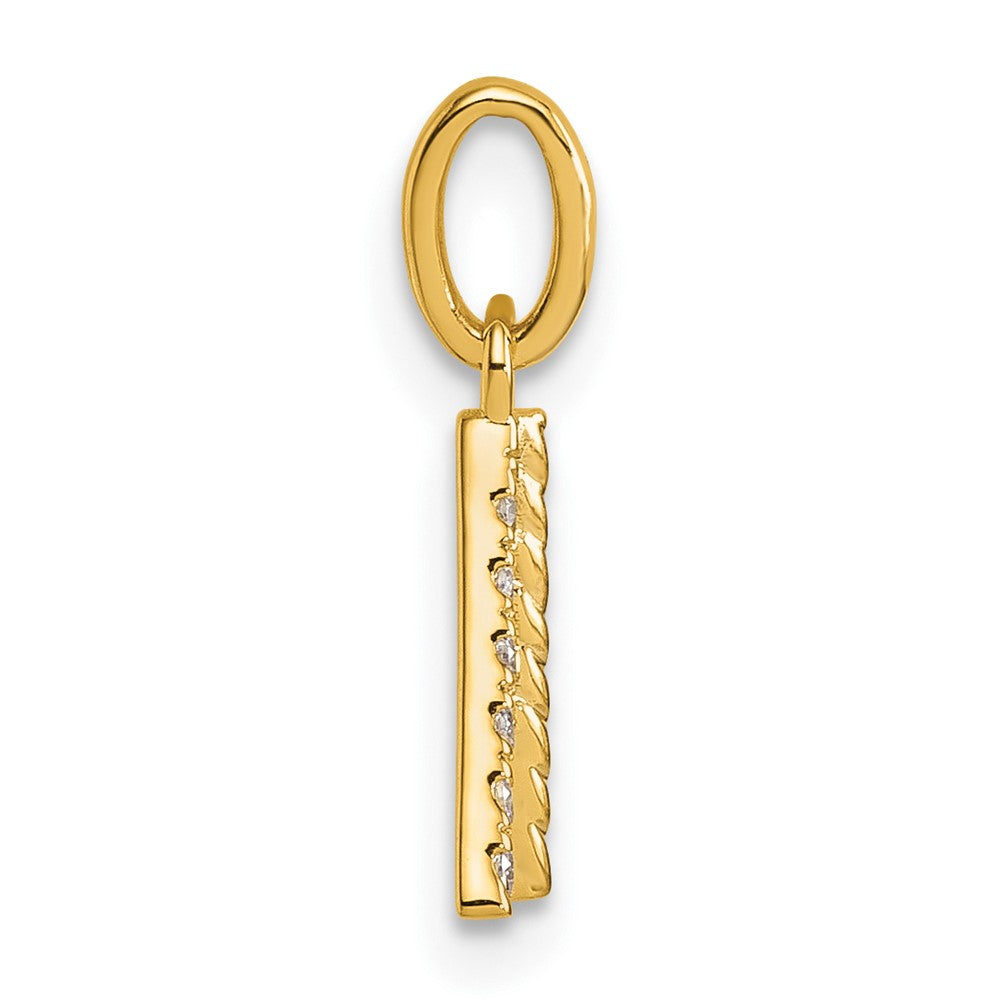 14K Yellow Gold Twisted with .05 Ct. Diamond Initial Charm