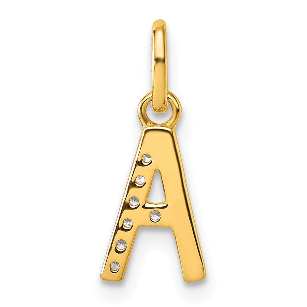 14K Yellow Gold Twisted with .05 Ct. Diamond Initial Charm