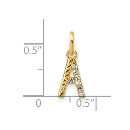 14K Yellow Gold Twisted with .05 Ct. Diamond Initial Charm