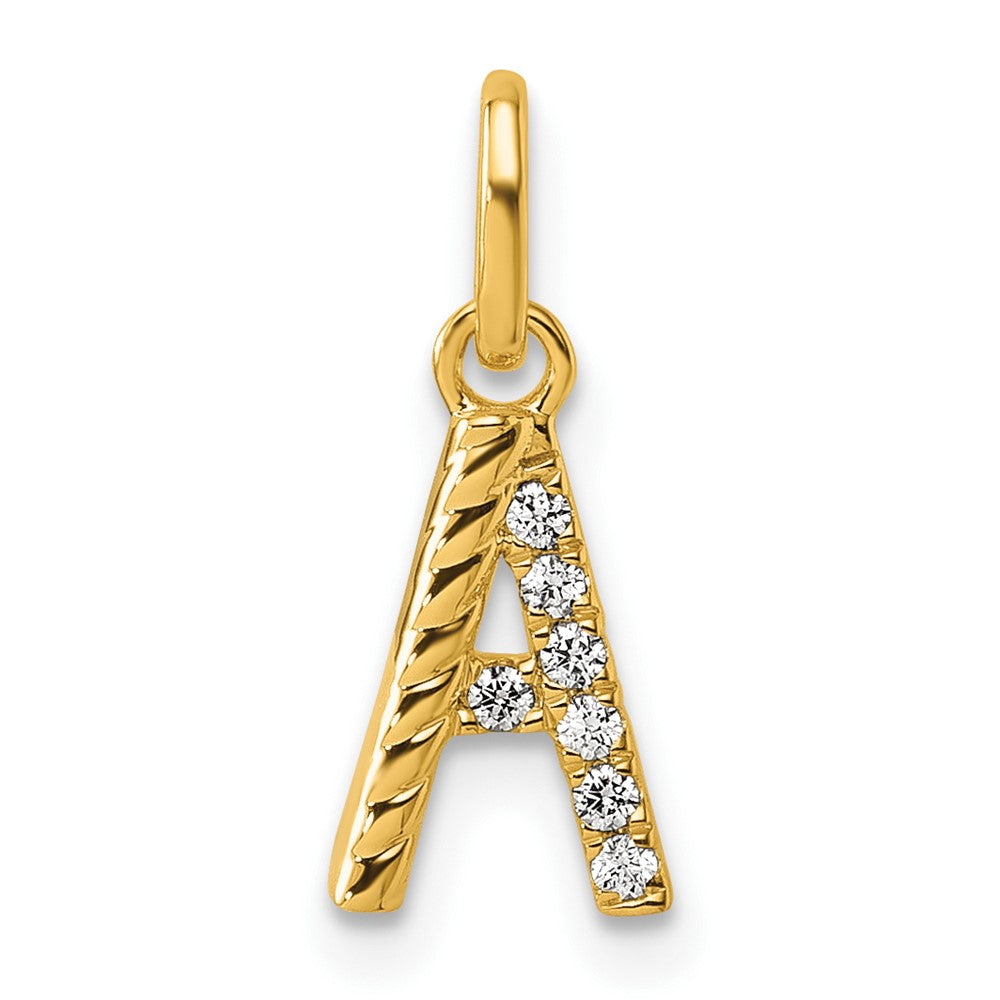 14K Yellow Gold Twisted with .05 Ct. Diamond Initial Charm