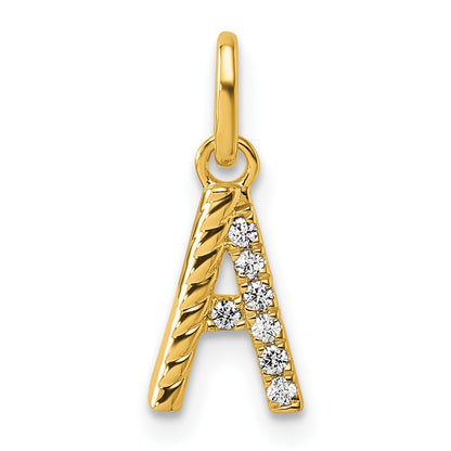 14K Yellow Gold Twisted with .05 Ct. Diamond Initial Charm