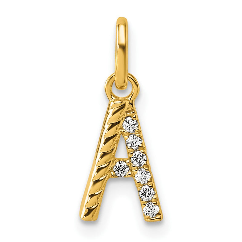 14K Yellow Gold Twisted with .05 Ct. Diamond Initial Charm