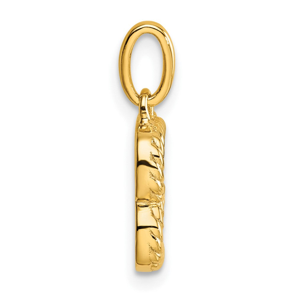 14K Yellow Gold Twisted with .05 Ct. Diamond Initial B Charm