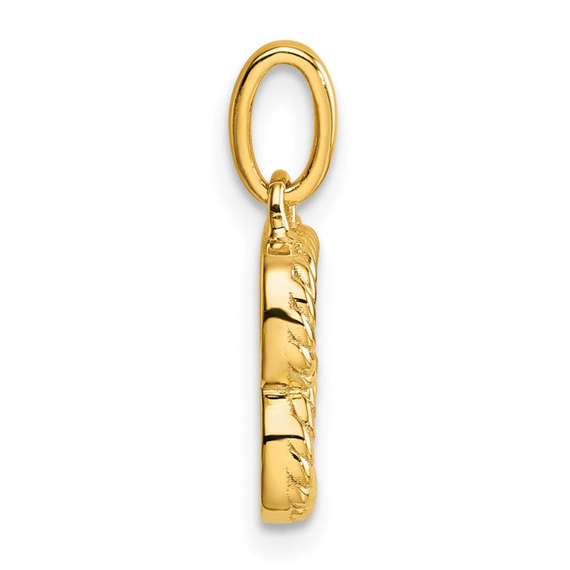 14K Yellow Gold Twisted with .05 Ct. Diamond Initial B Charm