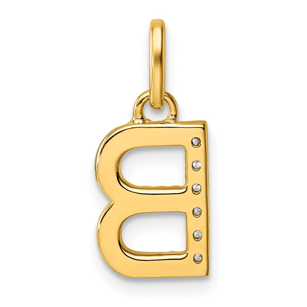14K Yellow Gold Twisted with .05 Ct. Diamond Initial B Charm