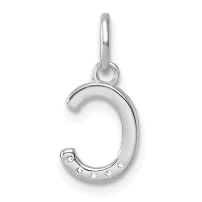 14K White Gold Twisted with .05 Ct. Diamond Initial C Charm