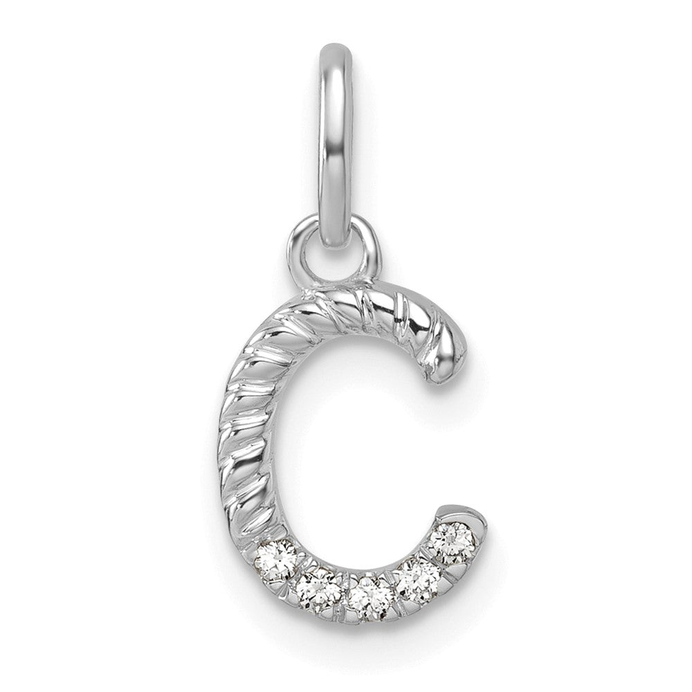 14K White Gold Twisted with .05 Ct. Diamond Initial C Charm