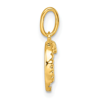 14K Yellow Gold Twisted with .05 Ct. Diamond Initial C Charm