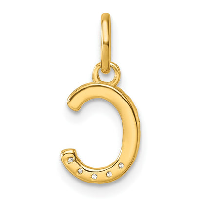 14K Yellow Gold Twisted with .05 Ct. Diamond Initial C Charm