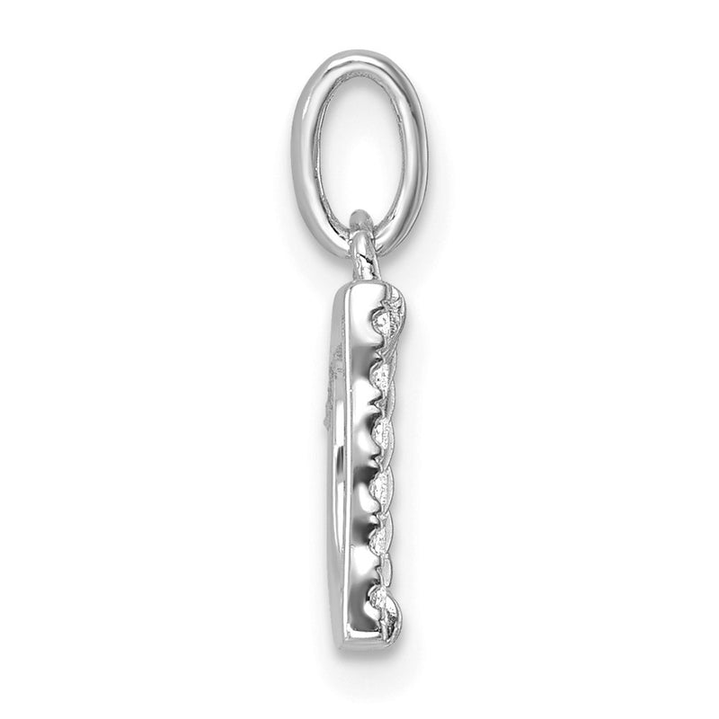 14K White Gold Twisted .05 Ct. Diamond Initial D Charm
