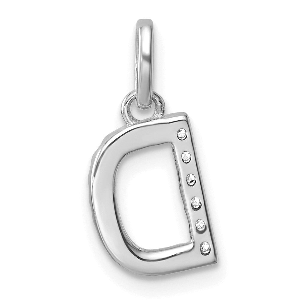 14K White Gold Twisted .05 Ct. Diamond Initial D Charm