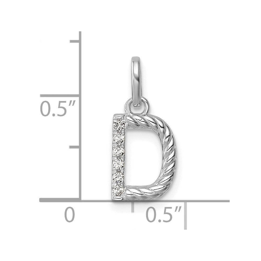 14K White Gold Twisted .05 Ct. Diamond Initial D Charm