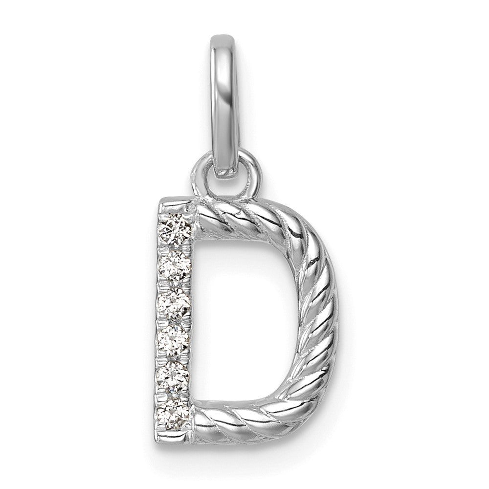 14K White Gold Twisted .05 Ct. Diamond Initial D Charm