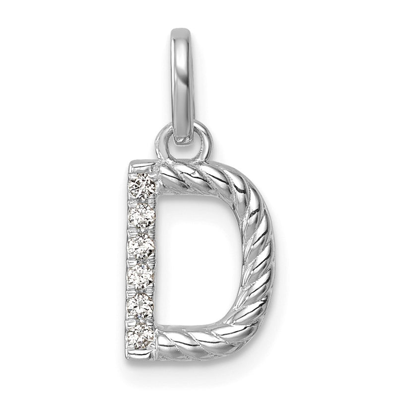 14K White Gold Twisted .05 Ct. Diamond Initial D Charm
