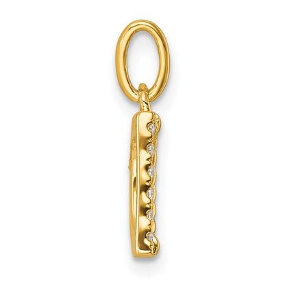 14K Yellow Gold Twisted with .05 Ct. Diamond Initial D Charm