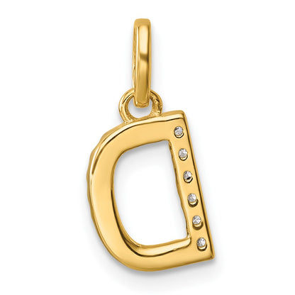 14K Yellow Gold Twisted with .05 Ct. Diamond Initial D Charm