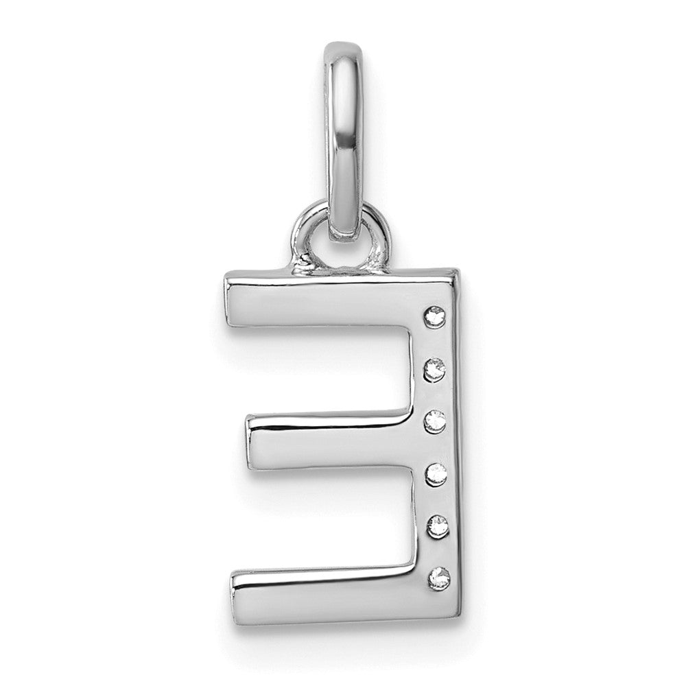 14K White Gold Twisted .05 Ct. Diamond Initial E Charm