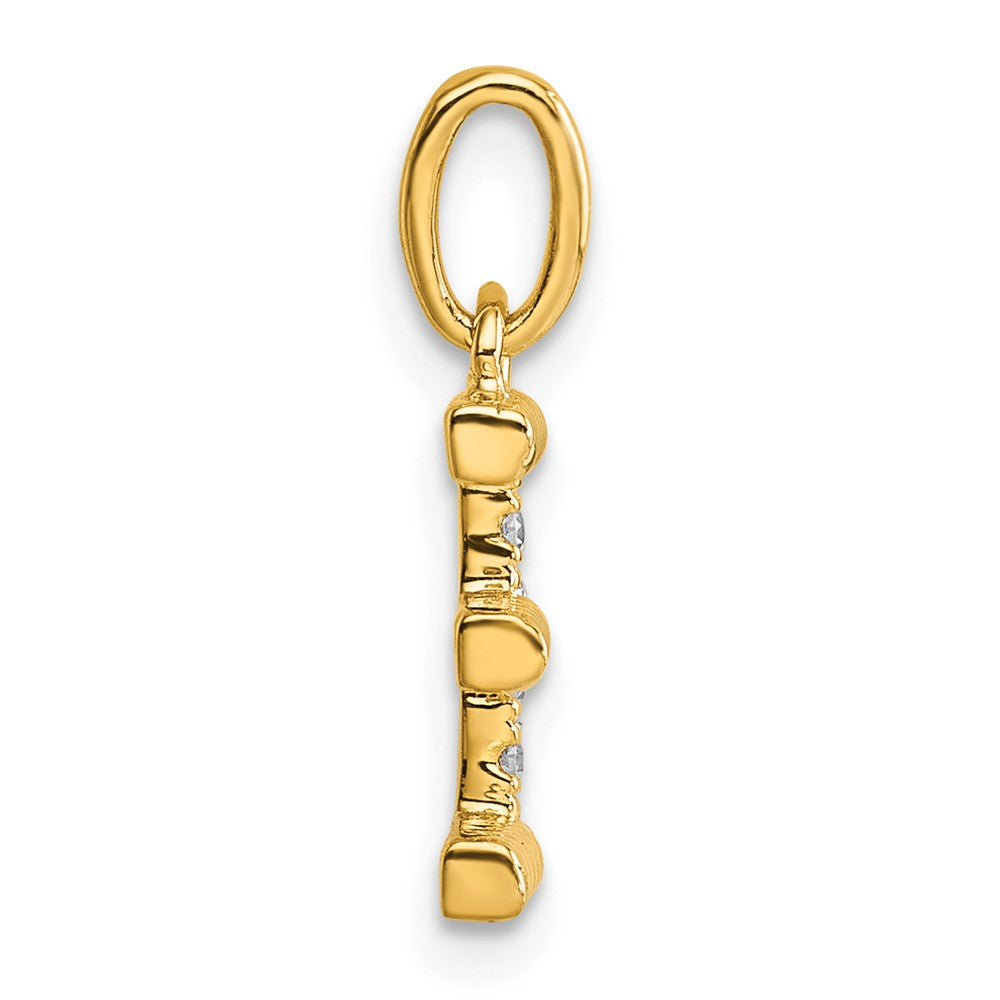 14K Yellow Gold Twisted with .05 Ct. Diamond Initial E Charm