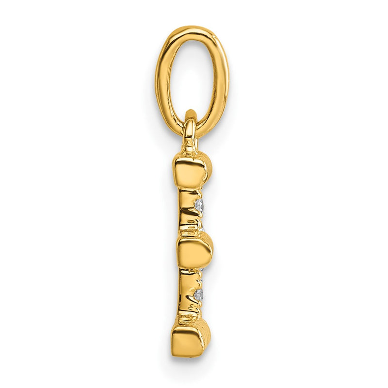 14K Yellow Gold Twisted with .05 Ct. Diamond Initial E Charm