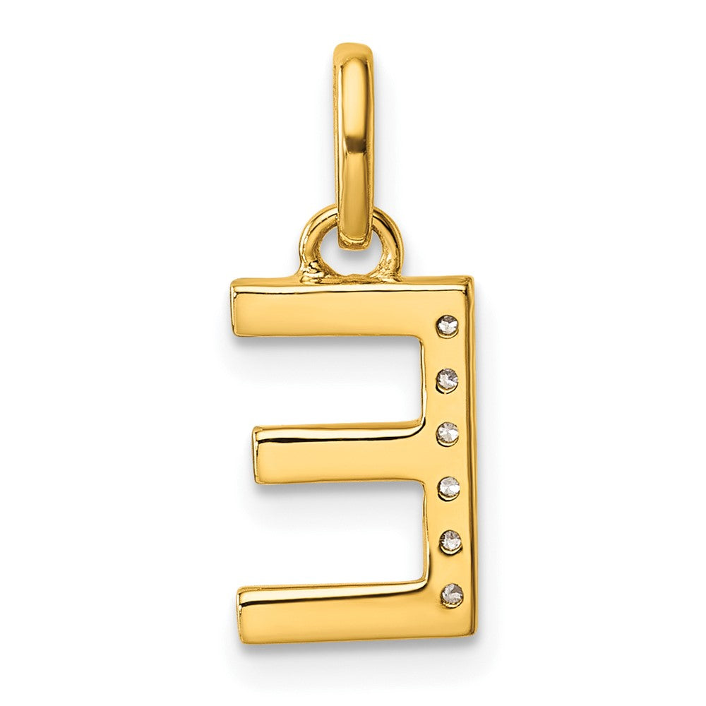 14K Yellow Gold Twisted with .05 Ct. Diamond Initial E Charm