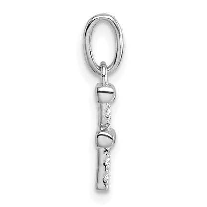 14K White Gold Twisted .05 Ct. Diamond Initial F Charm