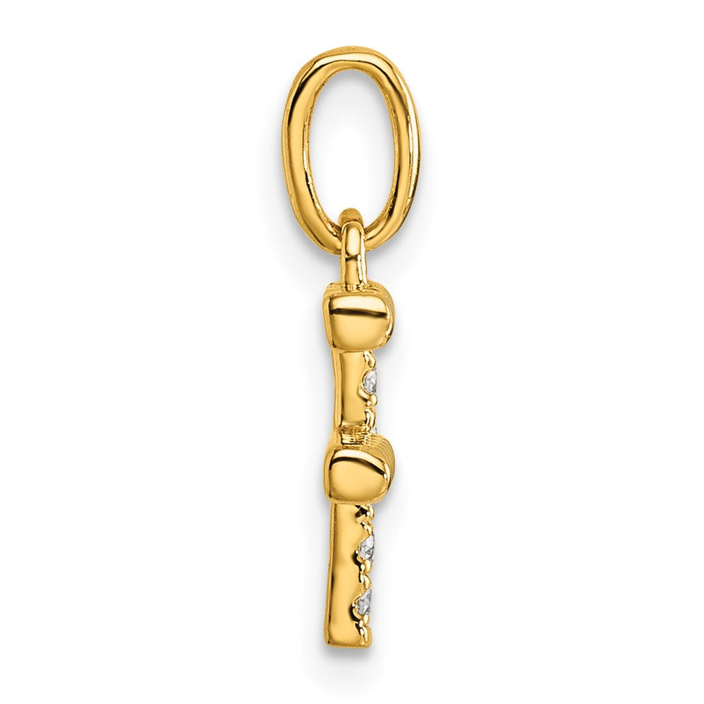 14K Yellow Gold Twisted .05 Ct. Diamond Initial F Charm