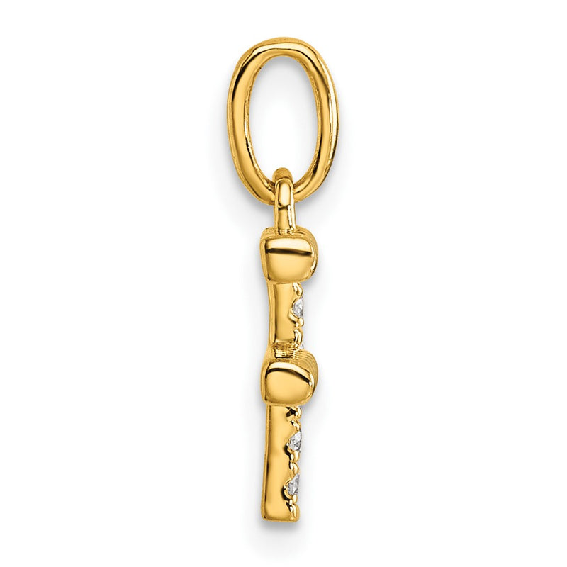 14K Yellow Gold Twisted .05 Ct. Diamond Initial F Charm