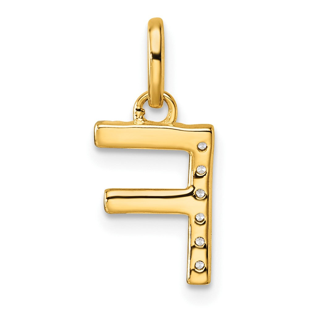 14K Yellow Gold Twisted .05 Ct. Diamond Initial F Charm