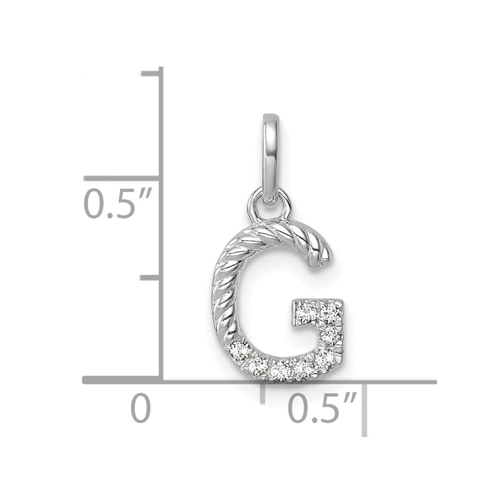 14K White Gold Twisted .07 Ct. Diamond Initial G Charm