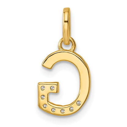 14K Yellow Gold Twisted .07 Ct. Diamond Initial G Charm
