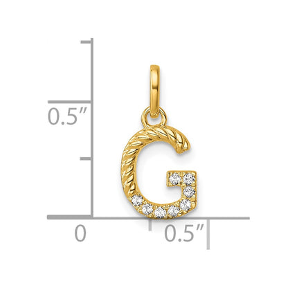 14K Yellow Gold Twisted .07 Ct. Diamond Initial G Charm