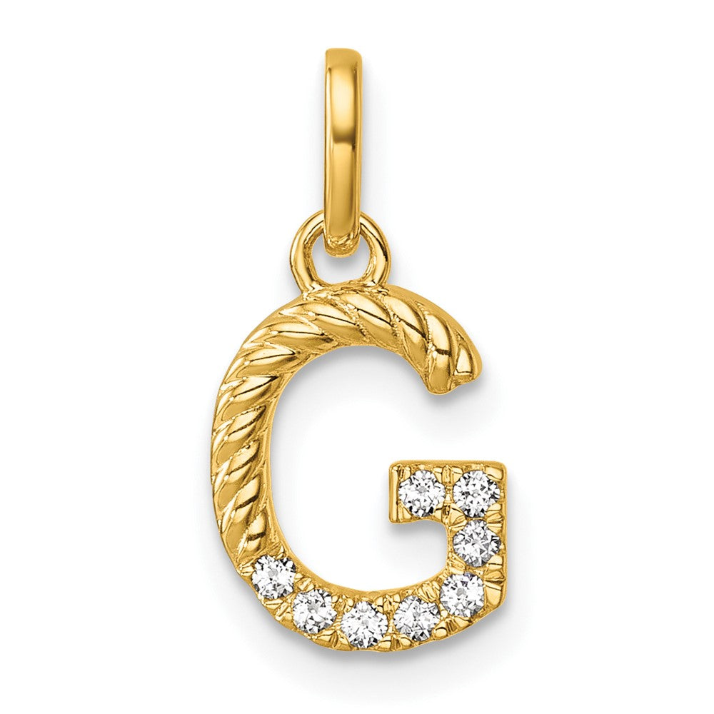 14K Yellow Gold Twisted .07 Ct. Diamond Initial G Charm