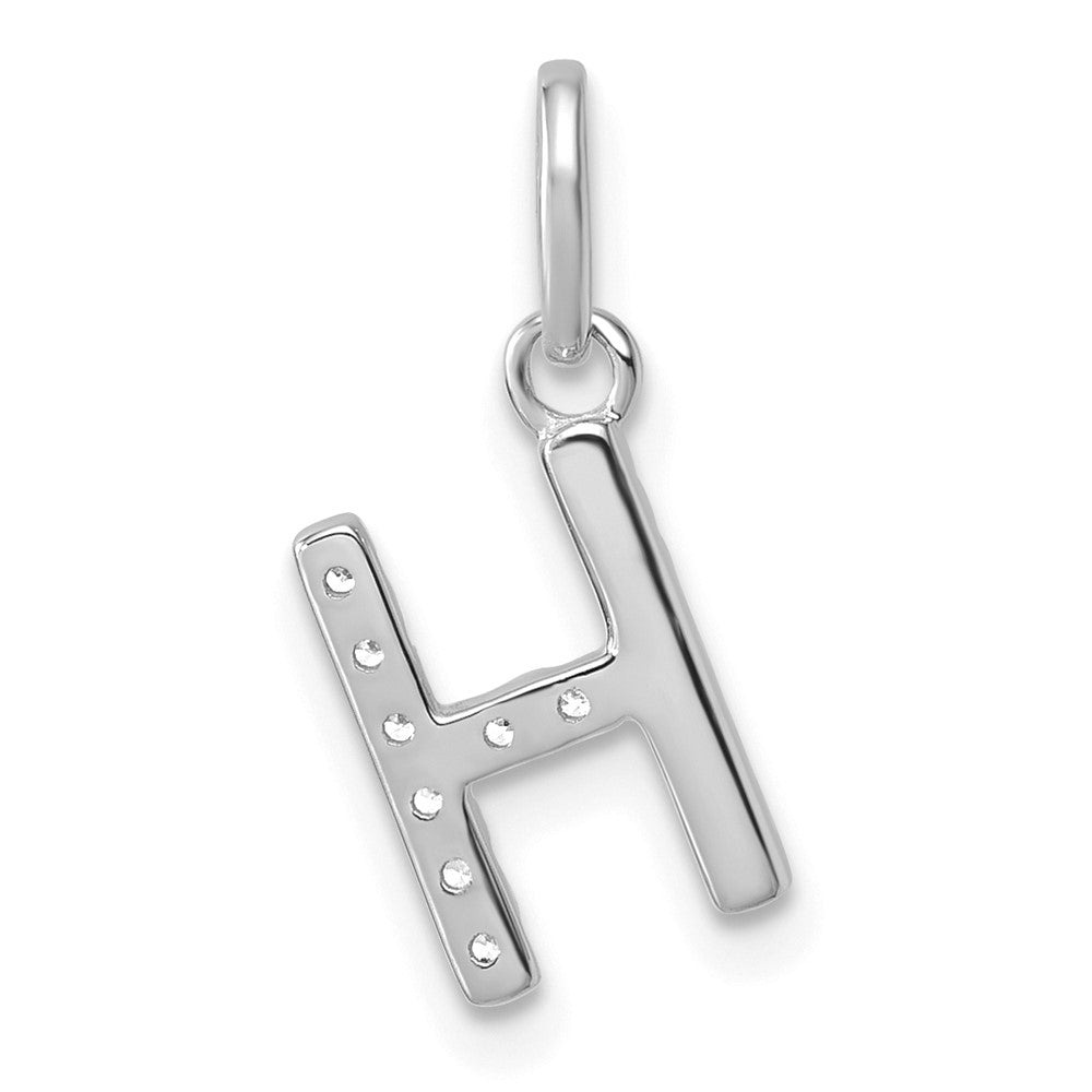 14K White Gold Twisted .07 Ct. Diamond Initial H Charm