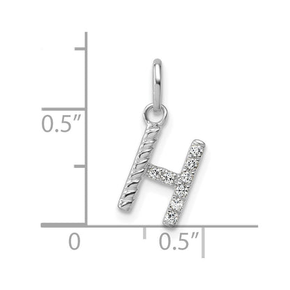 14K White Gold Twisted .07 Ct. Diamond Initial H Charm