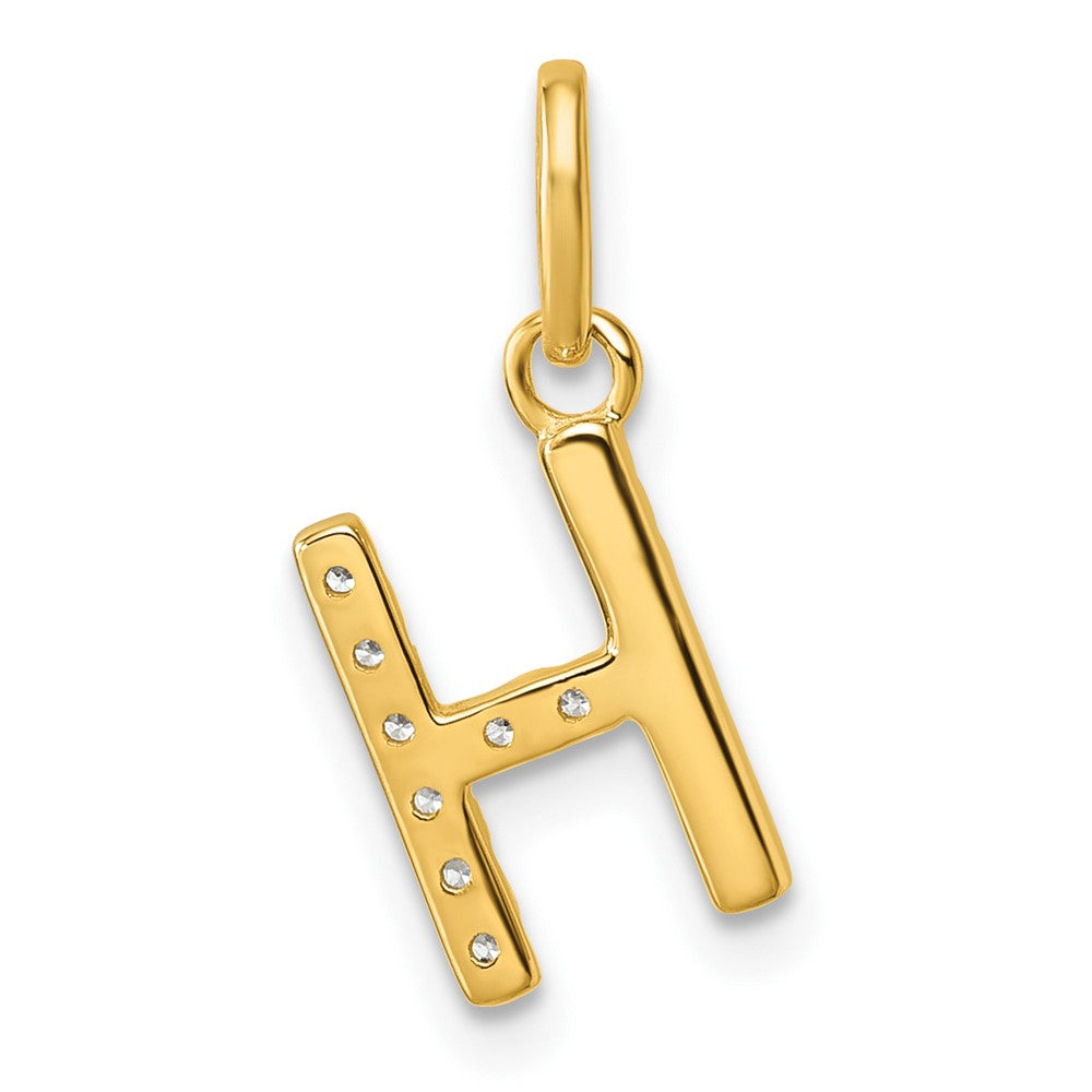 14K Yellow Gold Twisted .07 Ct. Diamond Initial H Charm