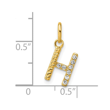 14K Yellow Gold Twisted .07 Ct. Diamond Initial H Charm