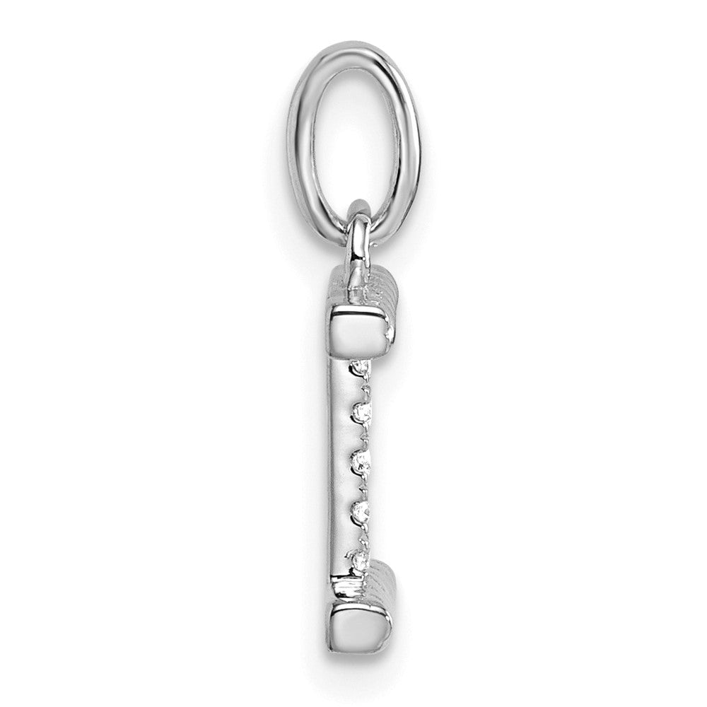 14K White Gold Twisted .05 Ct. Diamond Initial I Charm