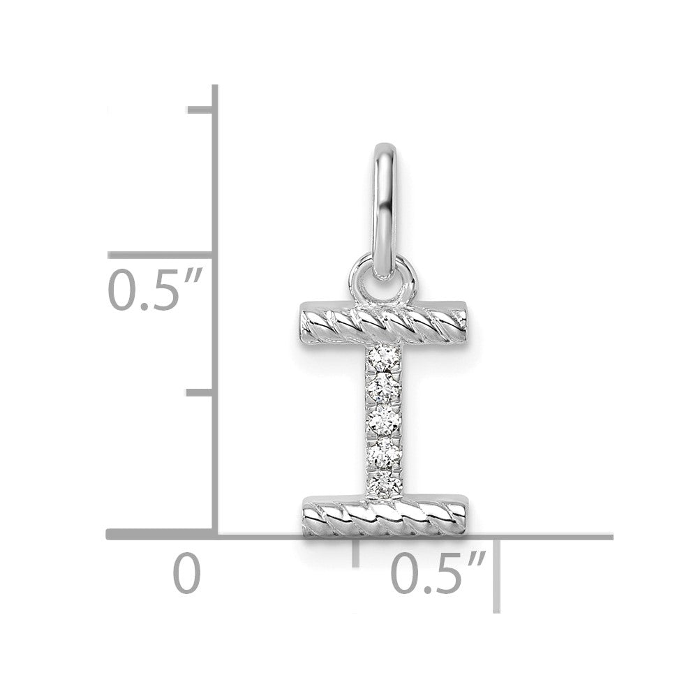 14K White Gold Twisted .05 Ct. Diamond Initial I Charm