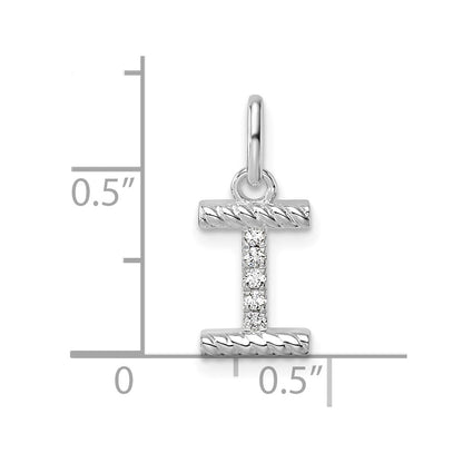 14K White Gold Twisted .05 Ct. Diamond Initial I Charm