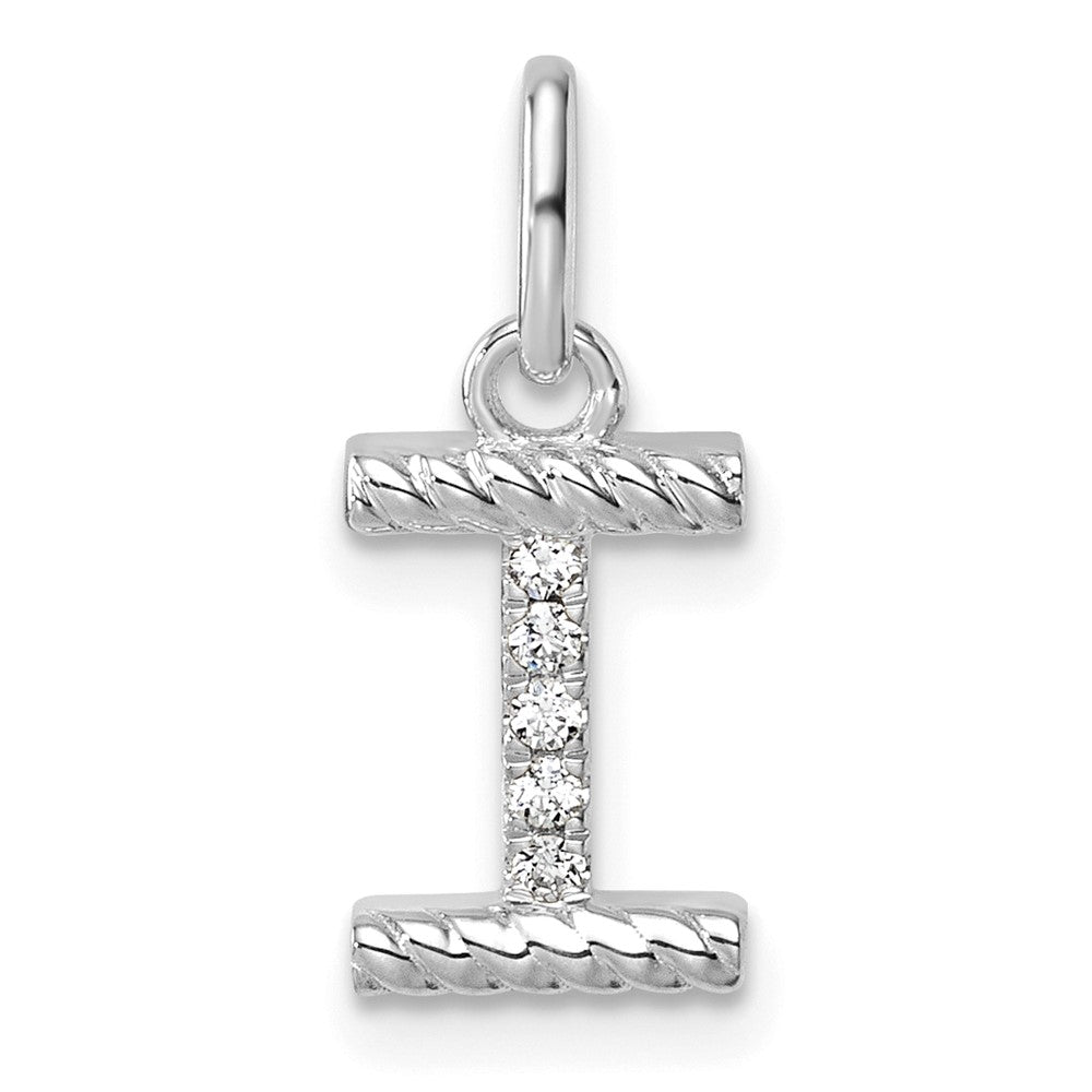 14K White Gold Twisted .05 Ct. Diamond Initial I Charm