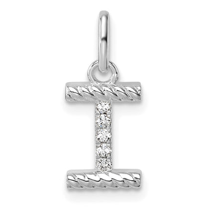 14K White Gold Twisted .05 Ct. Diamond Initial I Charm