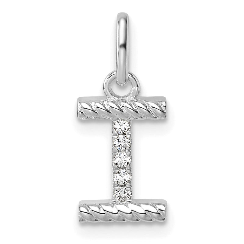 14K White Gold Twisted .05 Ct. Diamond Initial I Charm