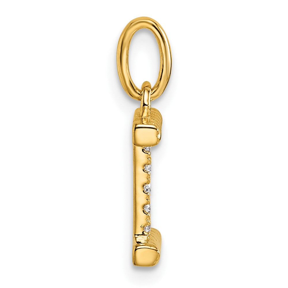 14K Yellow Gold Twisted .05 Ct. Diamond Initial I Charm