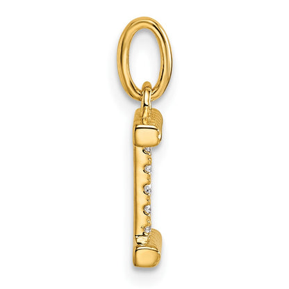 14K Yellow Gold Twisted .05 Ct. Diamond Initial I Charm