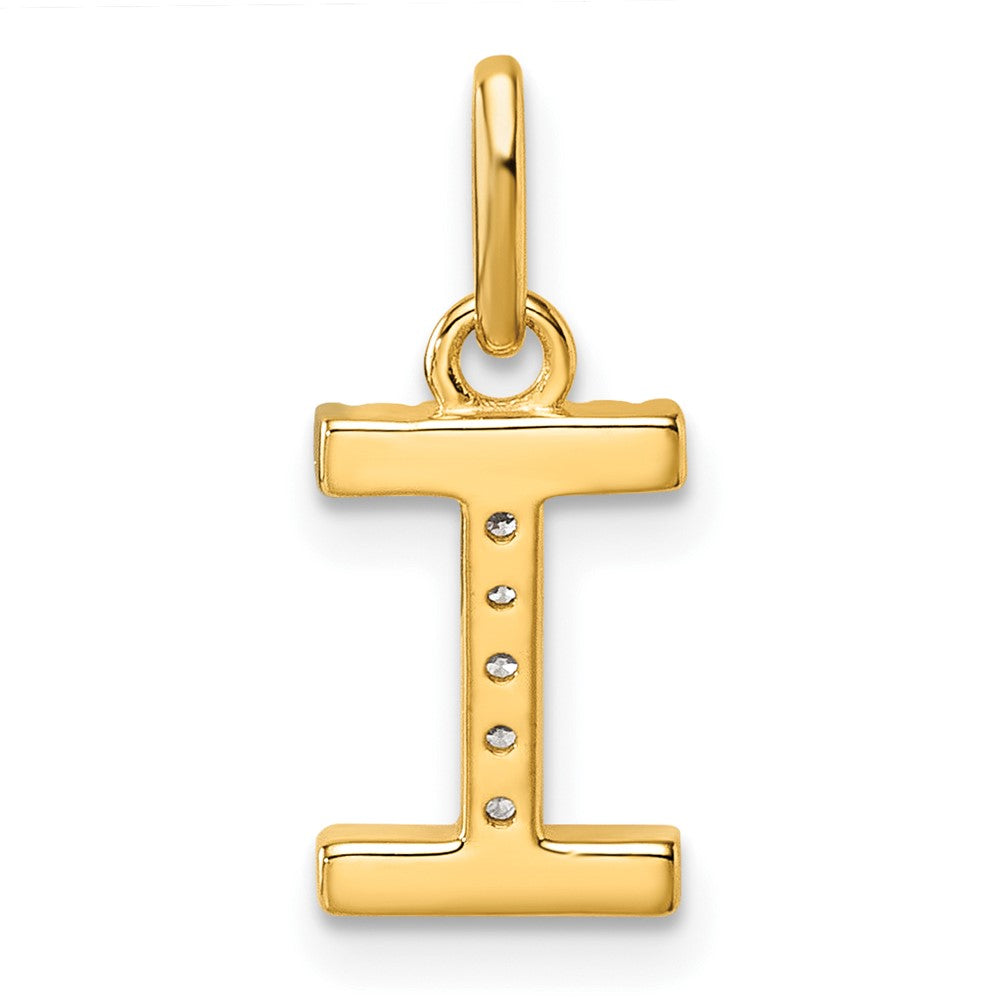 14K Yellow Gold Twisted .05 Ct. Diamond Initial I Charm
