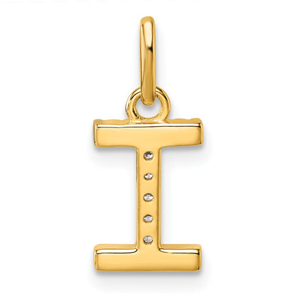 14K Yellow Gold Twisted .05 Ct. Diamond Initial I Charm
