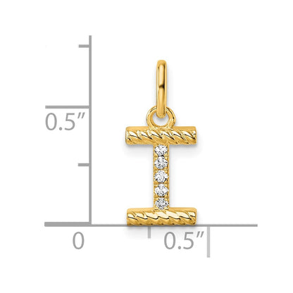 14K Yellow Gold Twisted .05 Ct. Diamond Initial I Charm