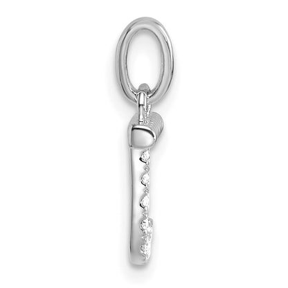 14K White Gold Twisted .07 Ct. Diamond Initial J Charm